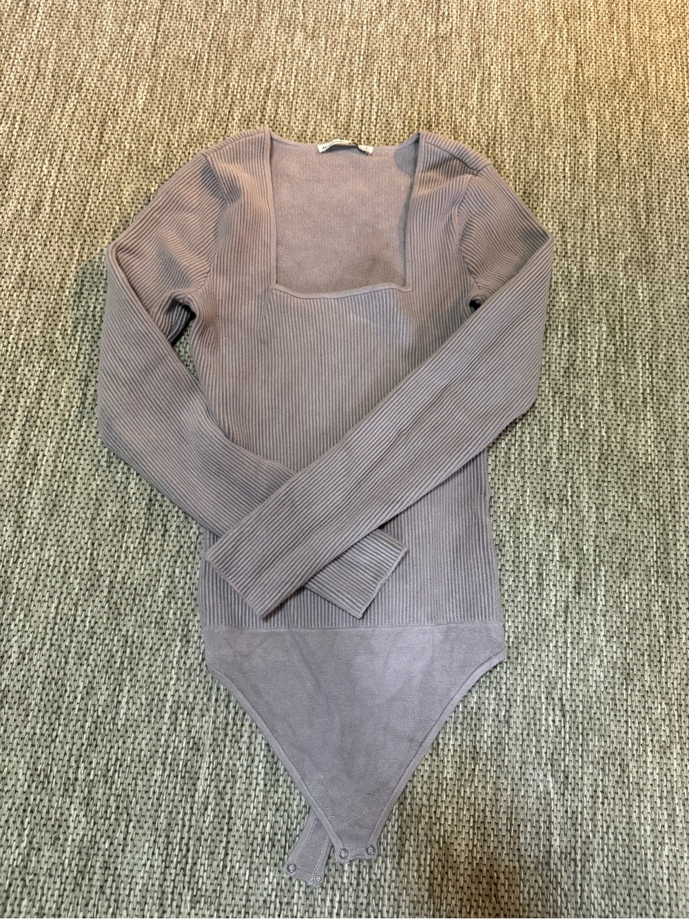 Abercrombie & Fitch Ribbed Square-Neck Long Sleeve Bodysuit - Mauve